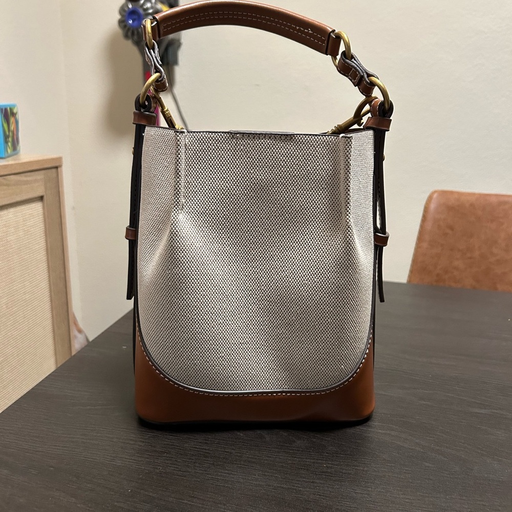 Zara Brown and Cream Bag with Structured Base